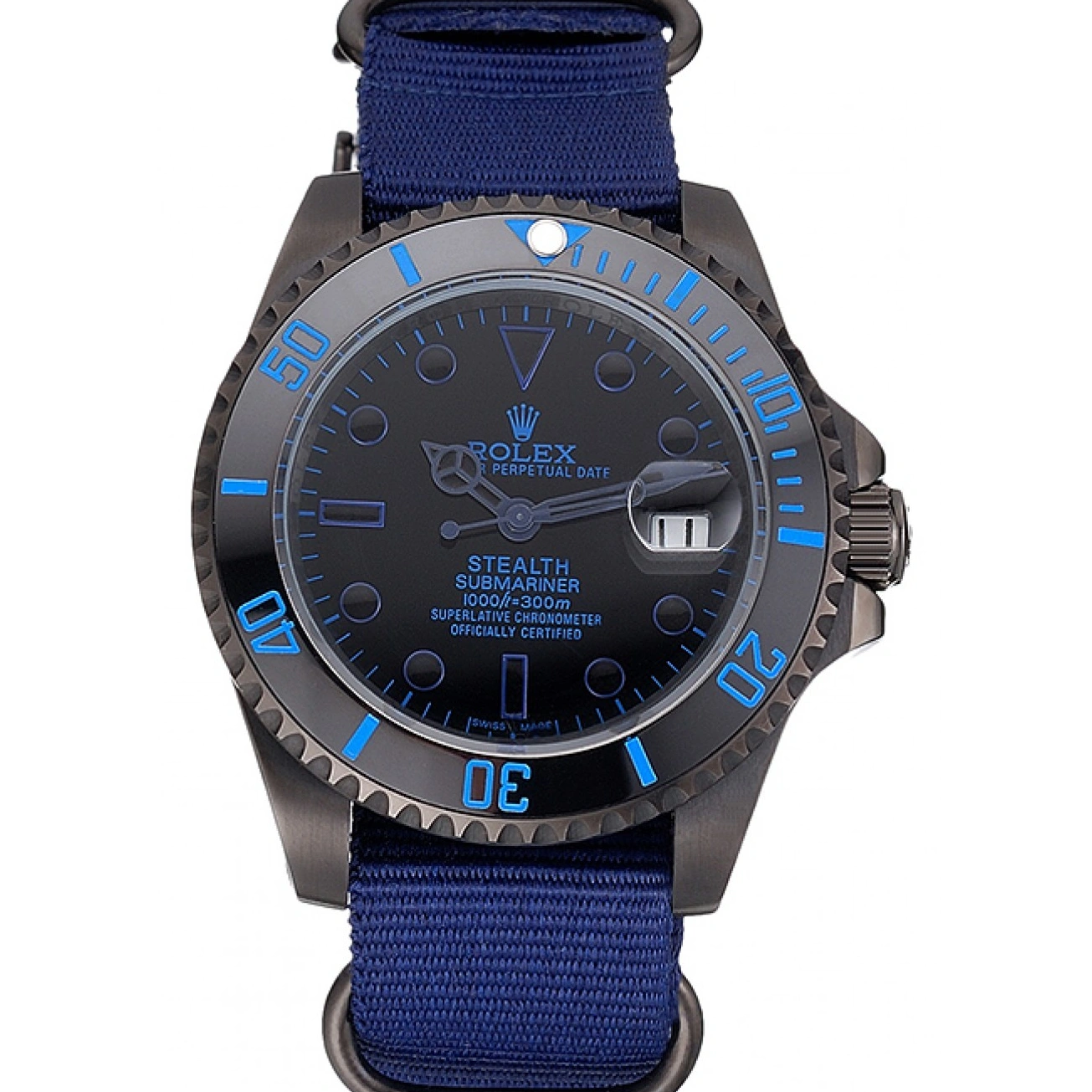 MiroTime 1027 Rolex Stealth Submariner Blue Nylon Strap 622008